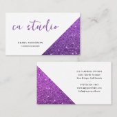 Paars Glitter Monogram Visitekaartje (Voorkant / Achterkant)