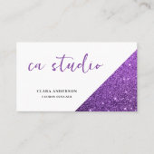 Paars Glitter Monogram Visitekaartje (Voorkant)