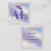 Paars Glitter-monogram voor notaristekenaar Vierkante Visitekaartje (Voorkant / Achterkant)