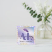 Paars Glitter-monogram voor notaristekenaar Vierkante Visitekaartje (Staand voorkant)