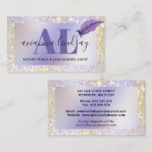 Paars Glitter-monogram voor notaristekenaar Visitekaartje (Voorkant / Achterkant)