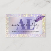 Paars Glitter-monogram voor notaristekenaar Visitekaartje (Voorkant)
