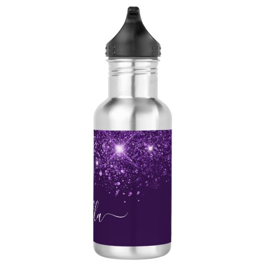 Paars glitter-naamscript waterfles  (Rechts)