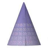 Paars Glitter-nummer 16, 16-jarig jubileum Feesthoedjes (Achterkant)
