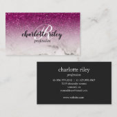 Paars Glitter Ombre Cursive Monogram Salon Makeup Visitekaartje (Voorkant / Achterkant)