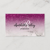 Paars Glitter Ombre Cursive Monogram Salon Makeup Visitekaartje (Voorkant)