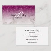 Paars Glitter Ombre Monogram Marble Salon Makeup Visitekaartje (Voorkant / Achterkant)
