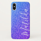 Paars Glitter Personalizationnaamscript Case-Mate iPhone Case (Achterkant)