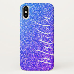 Paars Glitter Personalizationnaamscript Case-Mate iPhone Case