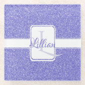 Paars Glitter Personalized Glass Onderzetter Glazen Onderzetter (Voorkant)