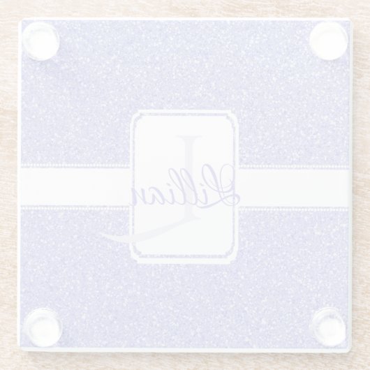 Paars Glitter Personalized Glass Onderzetter Glazen Onderzetter (Achterkant)