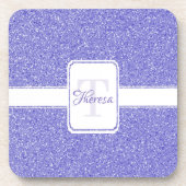 Paars Glitter Personalized Plastic Onderzetter (Voorkant)