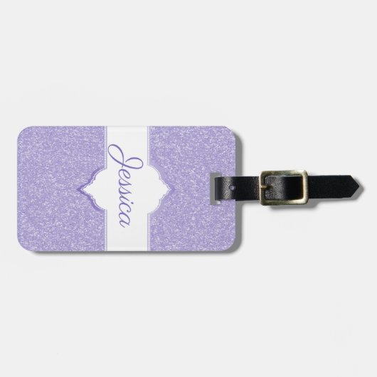 Paars Glitter Persoonlijk Bagagelabel (Voorkant horizontaal)