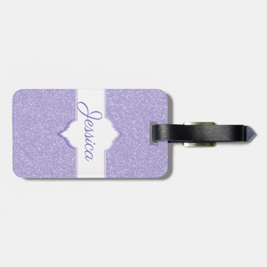 Paars Glitter Persoonlijk Bagagelabel (Achterkant horizontaal)