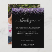 Paars Glitter Photo Hen Party Black Bedankt (Voorkant / Achterkant)