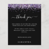 Paars Glitter Photo Hen Party Black Bedankt (Voorkant)