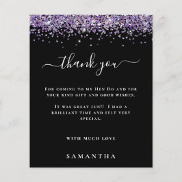 Paars Glitter Photo Hen Party Black Bedankt