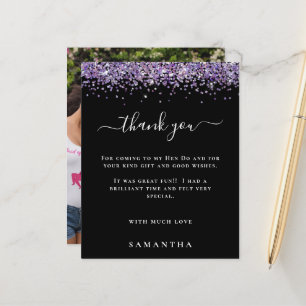 Paars Glitter Photo Hen Party Black Bedankt