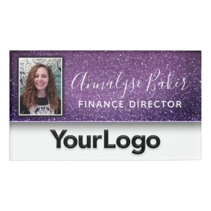 Paars Glitter Professional CNA Zuster Foto Name B Naambadge