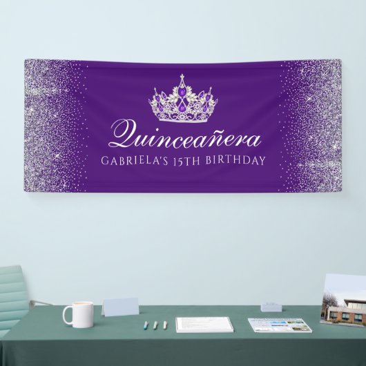 Paars, Glitter Quinceanera Spandoek (Beurs)