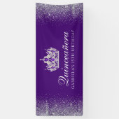 Paars, Glitter Quinceanera Spandoek (Verticaal)