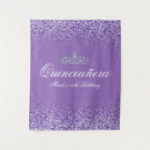  Paars Glitter Quinceanera Wandkleed (Voorkant)