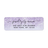 Paars Glitter Return Address Label (Voorkant)