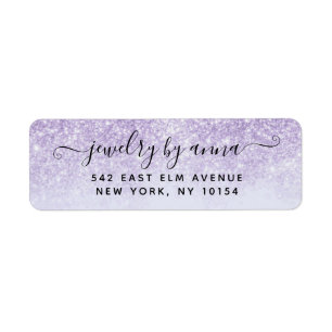 Paars Glitter Return Address Label