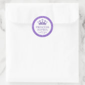 Paars Glitter Royal Princess Favor Sticker Label (Tas)