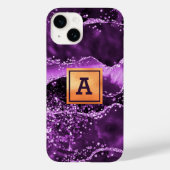 Paars glitter roze goudmonogram Case-Mate iPhone case (Achterkant)