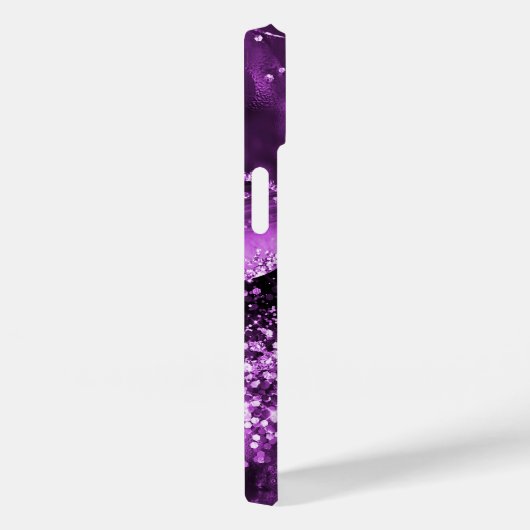 Paars glitter roze goudmonogram Case-Mate iPhone case (Achterkant / Rechts)