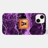 Paars glitter roze goudmonogram Case-Mate iPhone case (Achterkant (horizontaal))