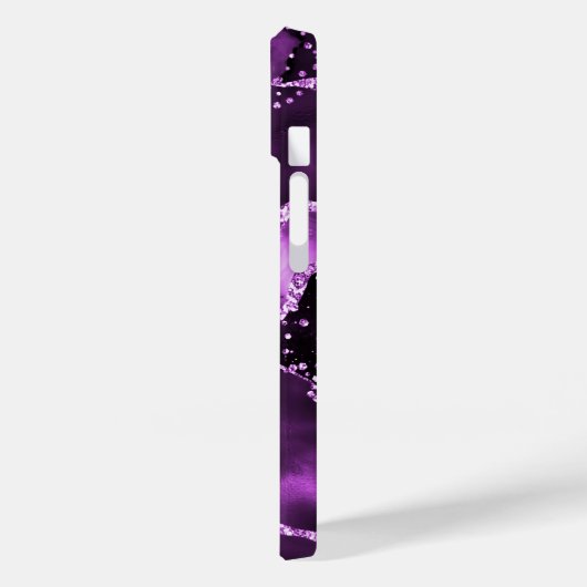 Paars glitter roze goudmonogram Case-Mate iPhone case (Achterkant / Links)