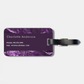 Paars glitter roze marmer goud bagagelabel (Achterkant horizontaal)