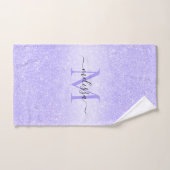 Paars Glitter Script Name Monogram Bad Handdoek (Handdoek)