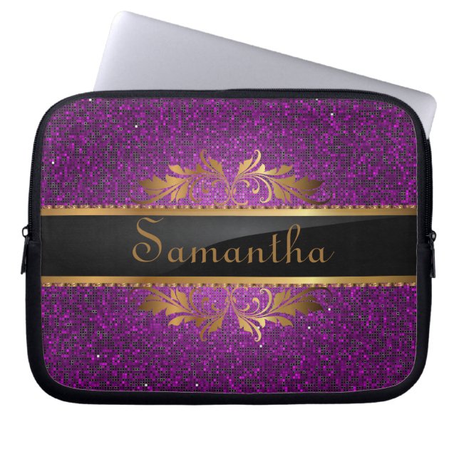 Paars Glitter Sequin Disco Glitz beschermende Hoes (Voorkant)