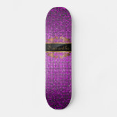 Paars Glitter Sequin Disco Glitz Comp Skateboard (Voorkant)