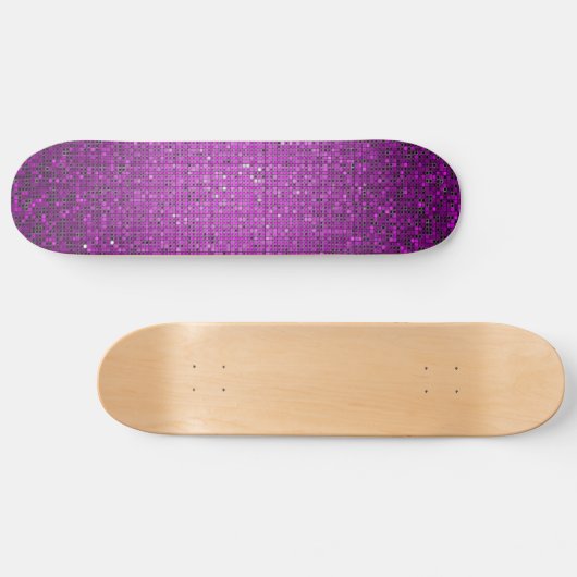 Paars Glitter Sequin Disco Glitz Comp Skateboard (Horizontaal)