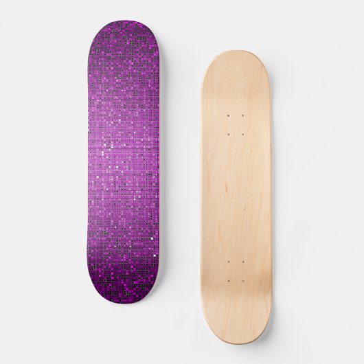 Paars Glitter Sequin Disco Glitz Comp Skateboard (Voorkant)