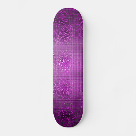 Paars Glitter Sequin Disco Glitz Comp Skateboard (Voorkant)
