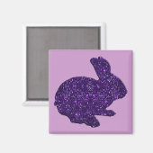 Paars Glitter Silhouette Easter Bunny Magnet (Voorkant / Achterkant)