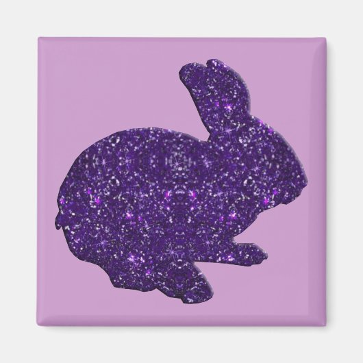 Paars Glitter Silhouette Easter Bunny Magnet (Voorkant)