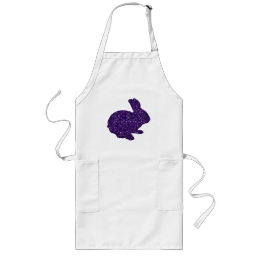 Paars Glitter Silhouette Easter Bunny Schort (Voorkant)