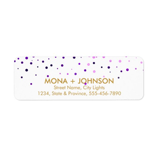 Paars Glitter Sparkle Confetti Stippen Moderne Etiket (Voorkant)