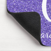 Paars Glitter Sparkle Glam Monogram Muismat (Hoek)