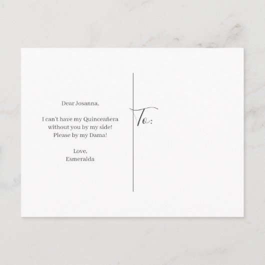 Paars Glitter Sparkle Quinceanera Dama Voorstel Uitnodiging Briefkaart (Achterkant)