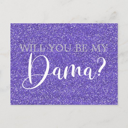 Paars Glitter Sparkle Quinceanera Dama Voorstel Uitnodiging Briefkaart (Voorkant)