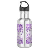 Paars glitter-stofnaamscript elegant waterfles (Achterkant)