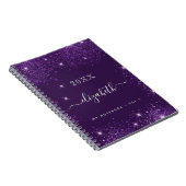 Paars glitter-stofnaamscript notitieboek (Rechterzijde)
