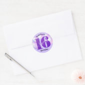 Paars Glitter Sweet 16 Birthday Balloons Script Ronde Sticker (Envelop)